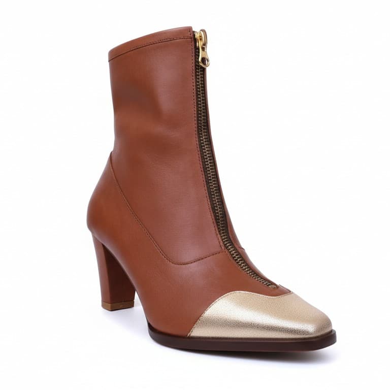 CHROME, botines de cuero canela para mujer — D'Poder — vista 1