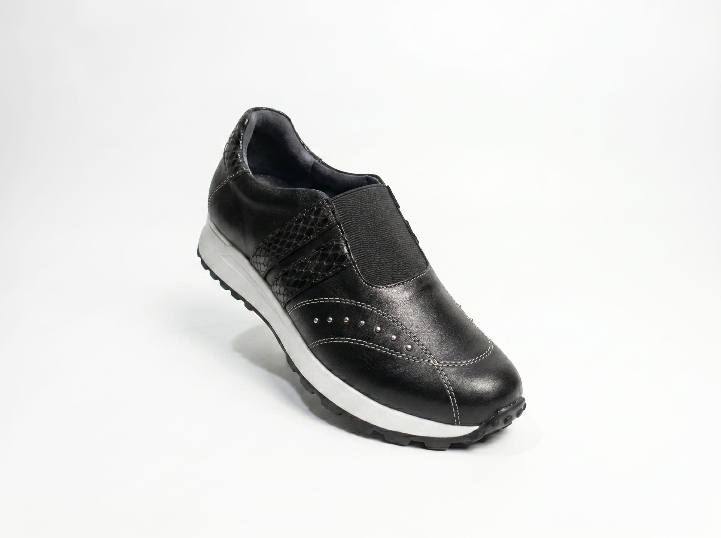 Cósmico oscuro, zapatillas de cuero negro para mujer