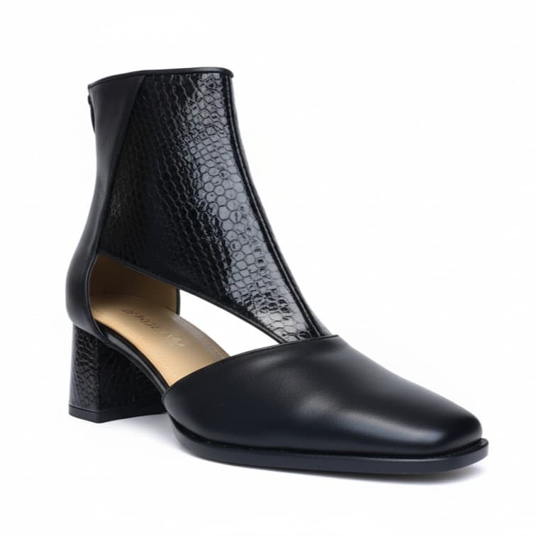 BLOOMING NERA, botines de cuero negro para mujer — D'Poder — vista 1