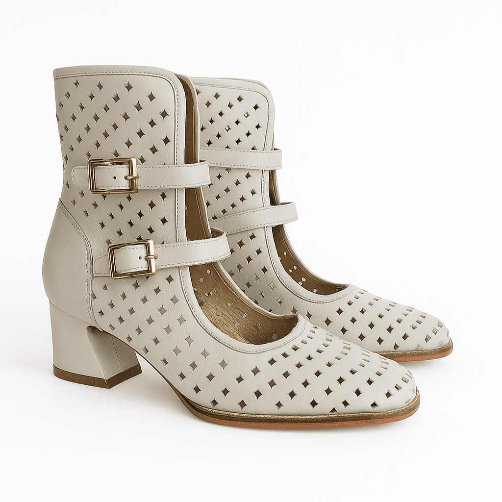 LUNE BLANCO, botines de cuero blanco para mujer — D'Poder — vista 1