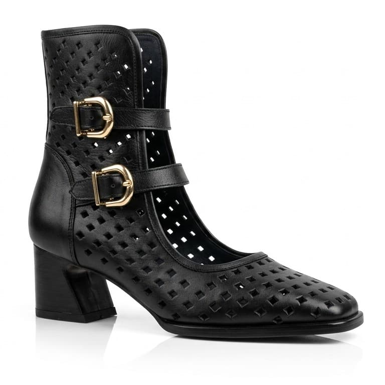 LUNE NEGRO, botines de cuero negro para mujer — D'Poder — vista 1