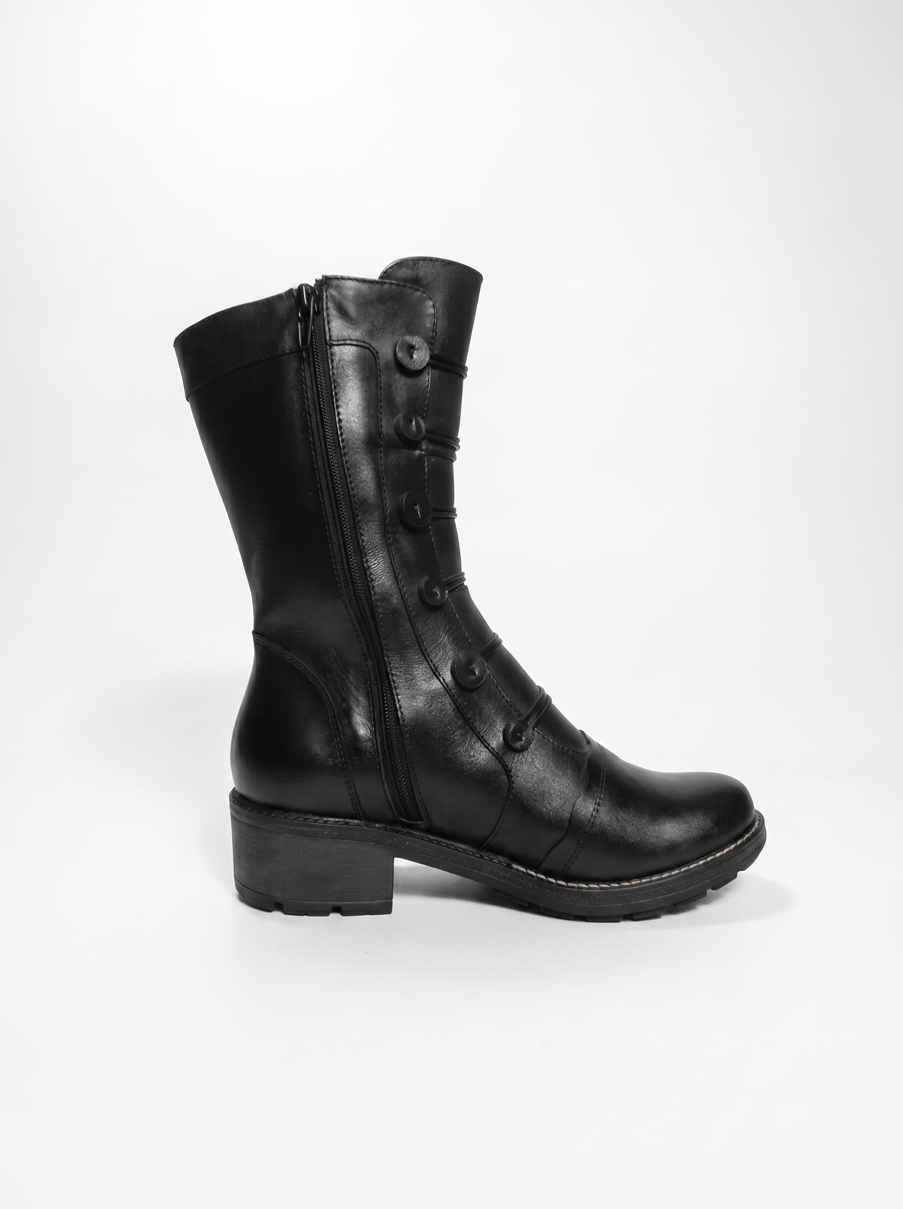 VELMONT - NEGRO, medias botas de cuero negro para mujer — D'Poder — vista 1