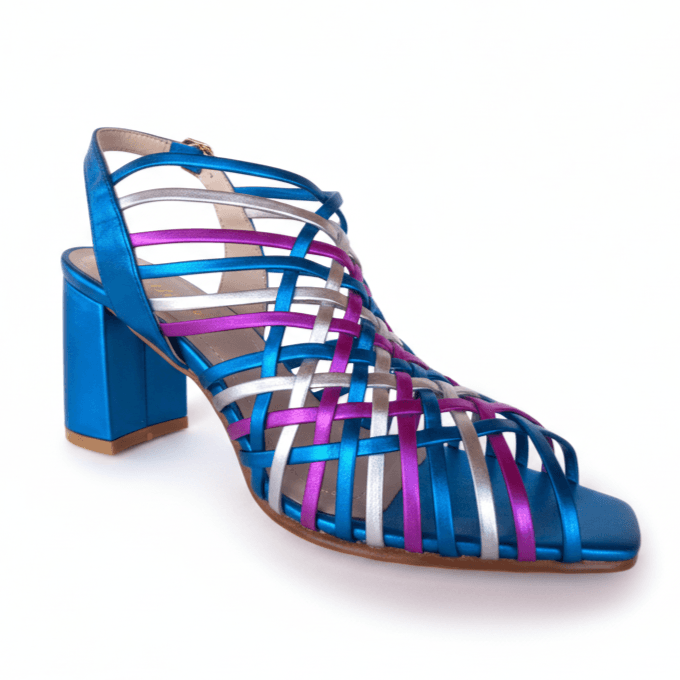 ANDINA AZUL, sandalias de cuero multicolor para mujer — D'Poder — vista 1