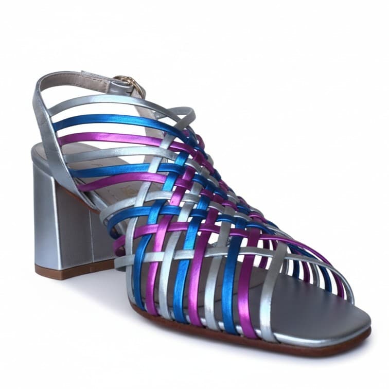 ANDINA PLATEADO, sandalias de cuero multicolor para mujer — D'Poder — vista 1