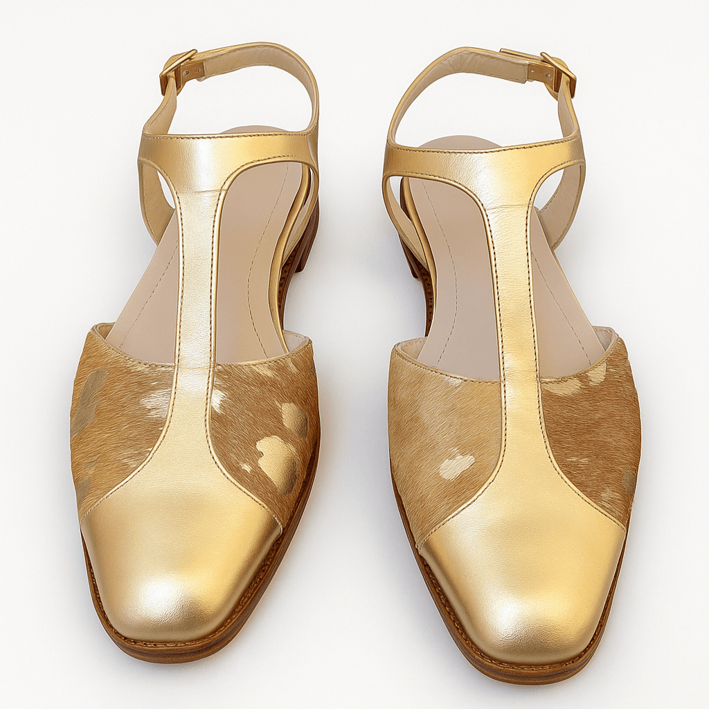 DOREA, sandalias de cuero dorado para mujer — D'Poder — vista 1