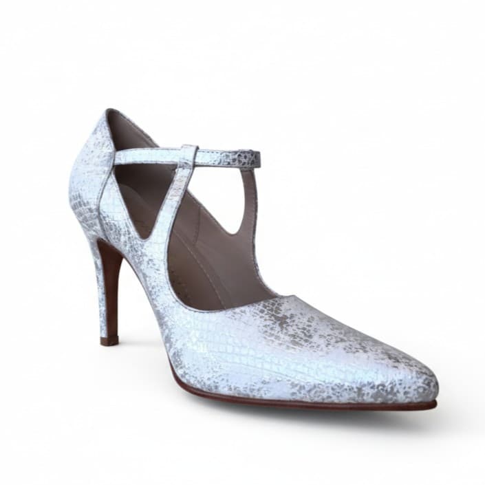SOÑADA SILVER, tacones de cuero plateado para mujer — D'Poder — vista 1