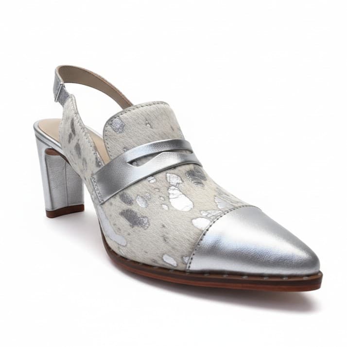 UNICA PLATEADA, zapatos de vestir de cuero plateado para mujer — D'Poder — vista 1