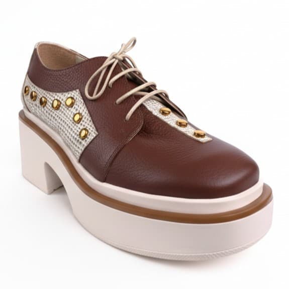 GOLD CHOCOLATE, zapatillas de cuero chocolate para mujer — D'Poder — vista 1